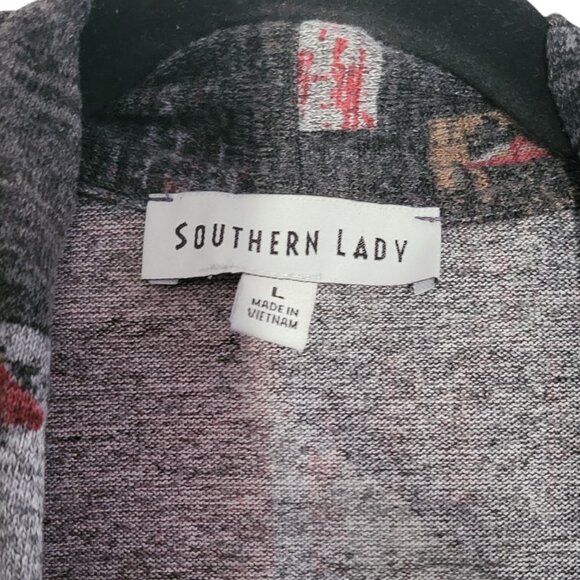 SOUTHERN LADY | Open Front Multi-Color Geo Print Casual Cardigan - Picture 4 of 6
